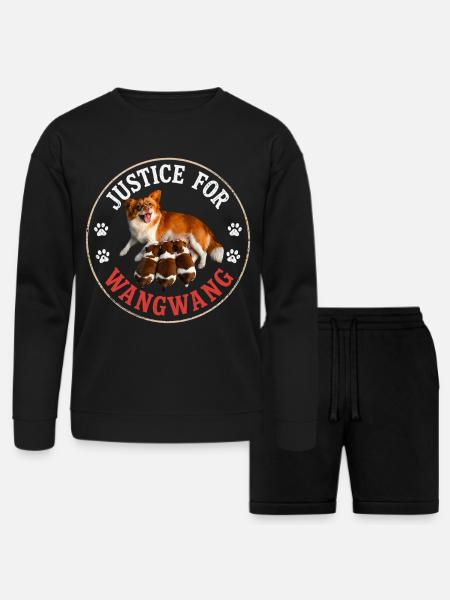 Justice For Wangwang Dog - Bella + Canvas Unisex Sweatshirt & Short Set - black