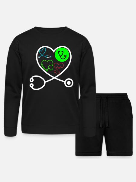 Stethoscope - Bella + Canvas Unisex Sweatshirt & Short Set - black