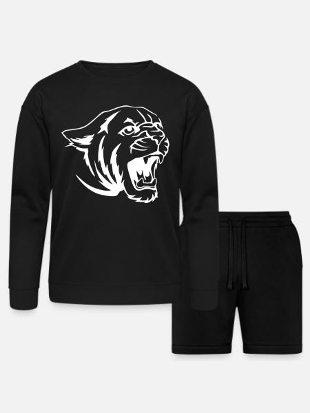 Cougar Tiger Face - Bella + Canvas Unisex Sweatshirt & Short Set - black