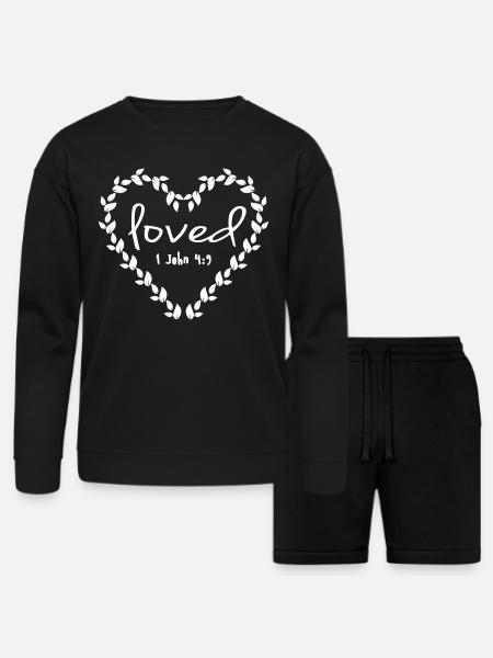 Loved Religious - Bella + Canvas Unisex Sweatshirt & Short Set - black