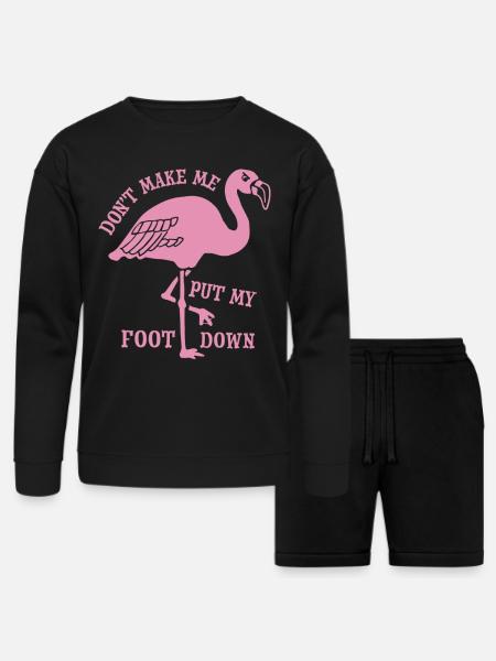 Flamingo Foot Down - Bella + Canvas Unisex Sweatshirt & Short Set - black
