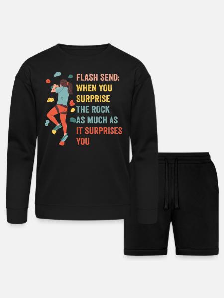 Boulderer Flash Send Bouldering - Bella + Canvas Unisex Sweatshirt & Short Set - black