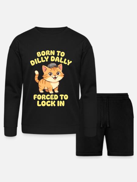 Kitty Lock-In - Bella + Canvas Unisex Sweatshirt & Short Set - black