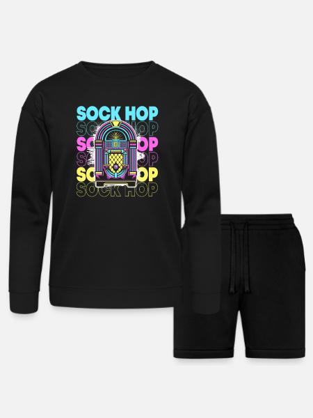 Retro 50s Sock Hop Dance - Bella + Canvas Unisex Sweatshirt & Short Set - black