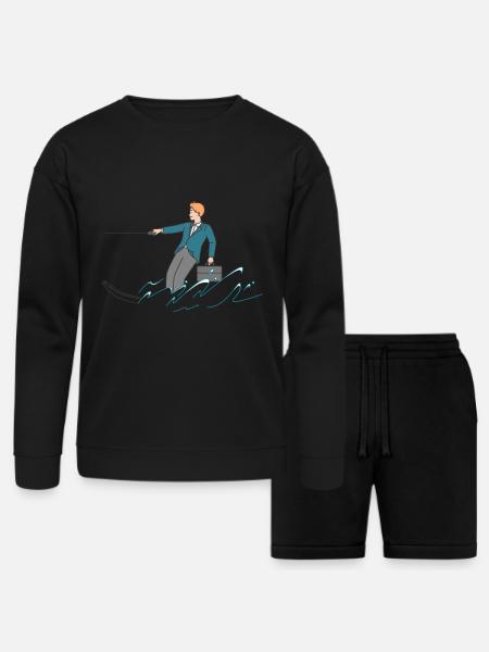 WATER SKIING - Bella + Canvas Unisex Sweatshirt & Short Set - black