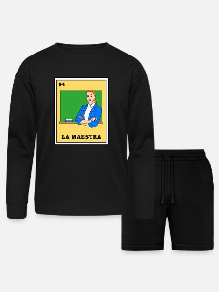 Mexican Lottery La Maestra - Bella + Canvas Unisex Sweatshirt & Short Set - black