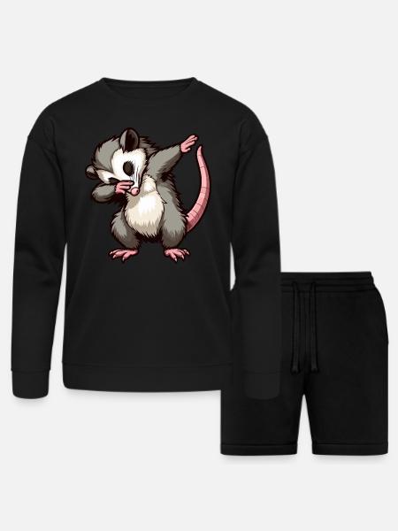 Dabbing Opossum - Bella + Canvas Unisex Sweatshirt & Short Set - black