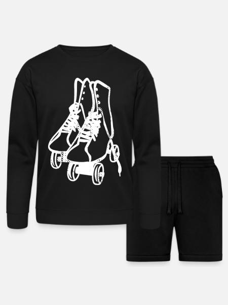 Retro Roller Skates - Bella + Canvas Unisex Sweatshirt & Short Set - black