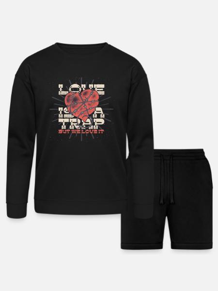 Love Is A Trap - Bella + Canvas Unisex Sweatshirt & Short Set - black