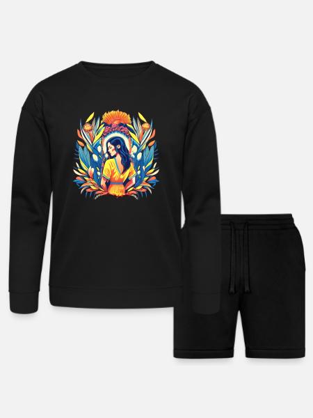 Sunrise Serenity - Bella + Canvas Unisex Sweatshirt & Short Set - black