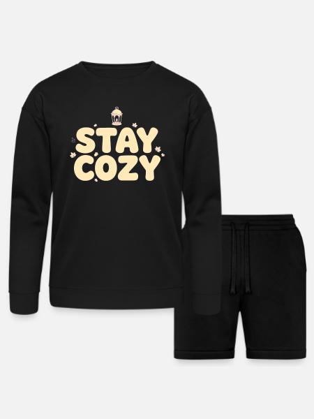 Stay Cozy Lantern Autumn - Bella + Canvas Unisex Sweatshirt & Short Set - black