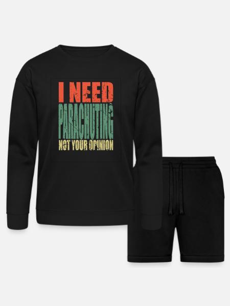 Parachuting Saying Funny - Bella + Canvas Unisex Sweatshirt & Short Set - black