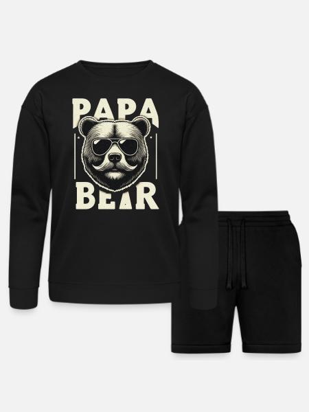papa bear - Bella + Canvas Unisex Sweatshirt & Short Set - black