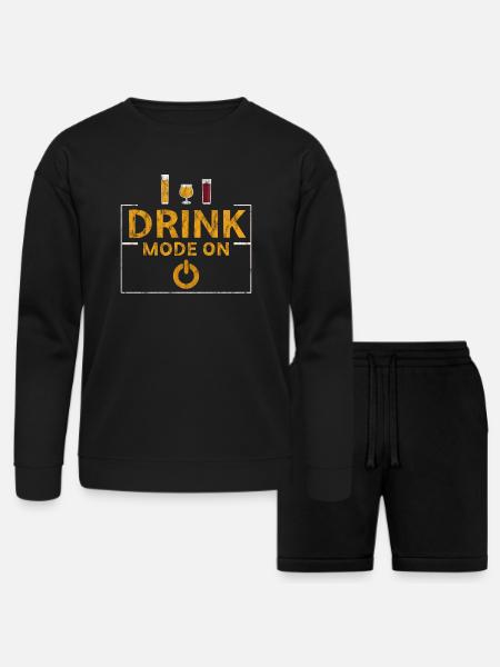 Drink Mode On 5 - Bella + Canvas Unisex Sweatshirt & Short Set - black