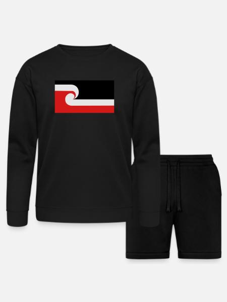 Maori Flag - Bella + Canvas Unisex Sweatshirt & Short Set - black