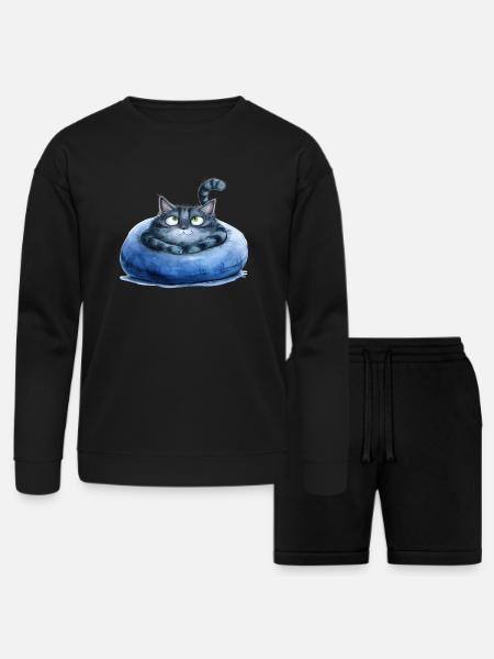Funny Cat - Bella + Canvas Unisex Sweatshirt & Short Set - black