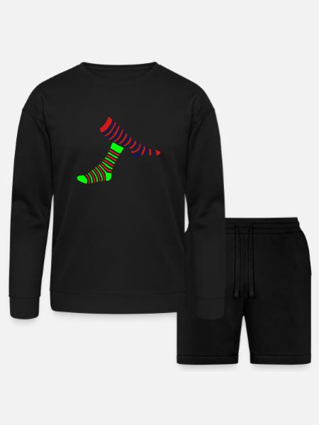 1 sock 2 - Bella + Canvas Unisex Sweatshirt & Short Set - black