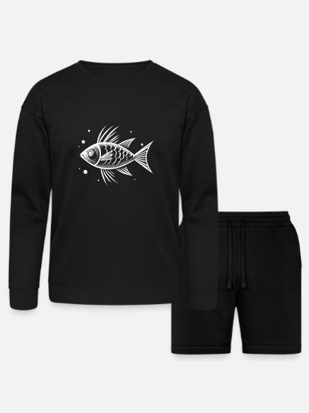 White Fish 2 - Bella + Canvas Unisex Sweatshirt & Short Set - black