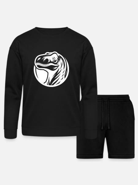 Grinning Raptor Logo Style - Bella + Canvas Unisex Sweatshirt & Short Set - black
