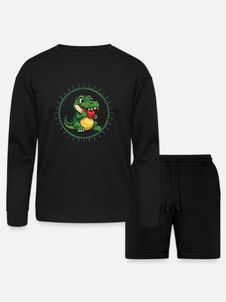 Alligator Apple Cute - Bella + Canvas Unisex Sweatshirt & Short Set - black