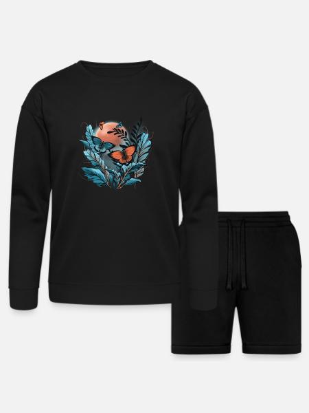 Butterflies planet - Bella + Canvas Unisex Sweatshirt & Short Set - black