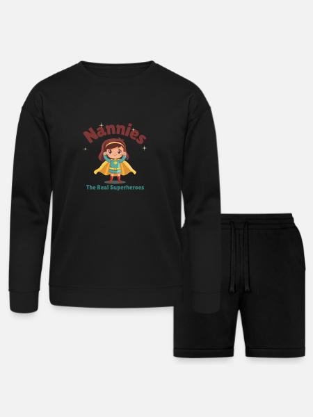 Nannies The Real Superheroes3 - Bella + Canvas Unisex Sweatshirt & Short Set - black