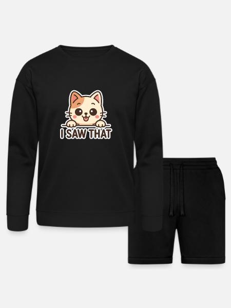 i saw that cat - Bella + Canvas Unisex Sweatshirt & Short Set - black