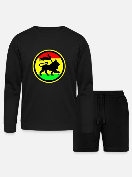 Rasta Lion - Bella + Canvas Unisex Sweatshirt & Short Set - black