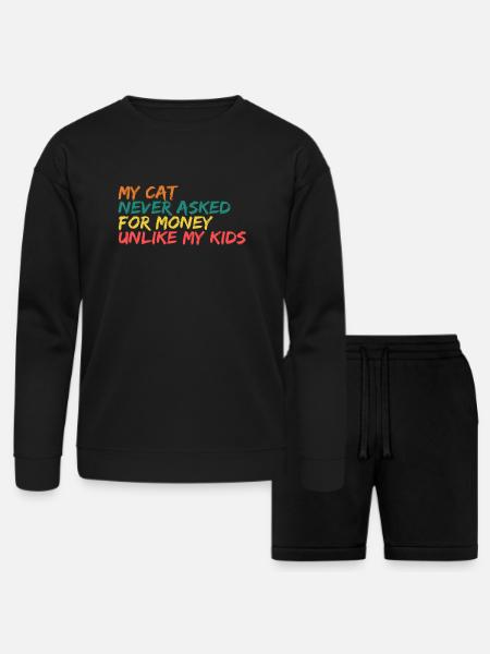 Retro Feline Philosophy - Bella + Canvas Unisex Sweatshirt & Short Set - black