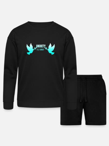 fly away anxiety - Bella + Canvas Unisex Sweatshirt & Short Set - black