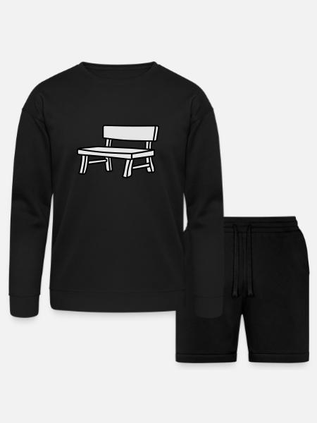 bench lineart - Bella + Canvas Unisex Sweatshirt & Short Set - black