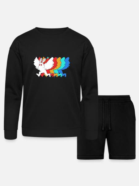 Cryptozoologist Cryptid Mothman - Bella + Canvas Unisex Sweatshirt & Short Set - black