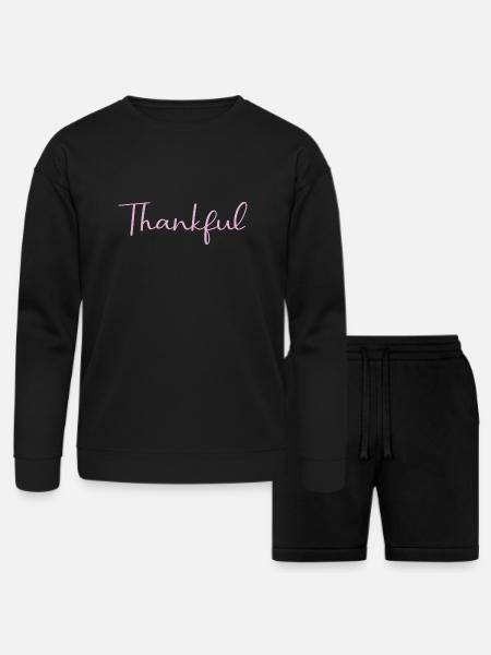 thankful - Bella + Canvas Unisex Sweatshirt & Short Set - black