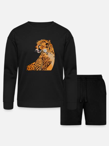 Cheetah - Bella + Canvas Unisex Sweatshirt & Short Set - black