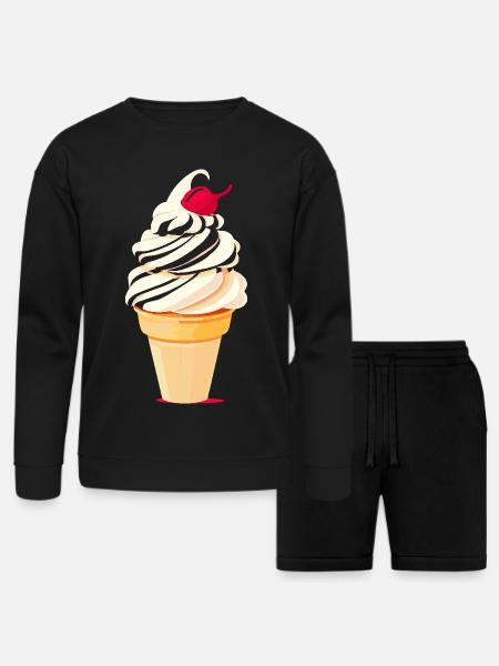 Ice Cream Cone Graphic - Bella + Canvas Unisex Sweatshirt & Short Set - black