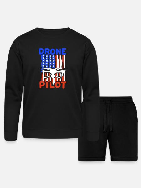 Drone Pilot - Bella + Canvas Unisex Sweatshirt & Short Set - black