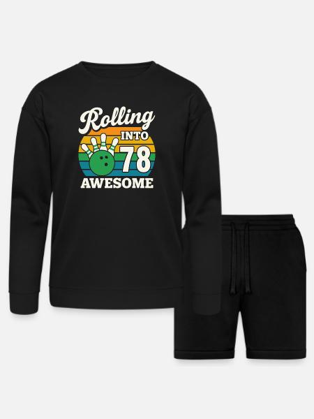 Bowling 78th Birthday Celebration Graphic - Bella + Canvas Unisex Sweatshirt & Short Set - black