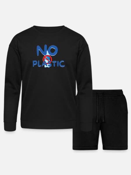NO PLASTIC - Bella + Canvas Unisex Sweatshirt & Short Set - black