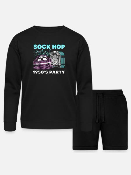 Music Dance Sock Hop - Bella + Canvas Unisex Sweatshirt & Short Set - black