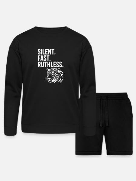 Silent. Fast. Ruthless. - Bella + Canvas Unisex Sweatshirt & Short Set - black