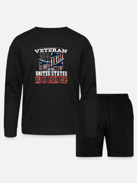 USAF Veteran Pride Art - Bella + Canvas Unisex Sweatshirt & Short Set - black