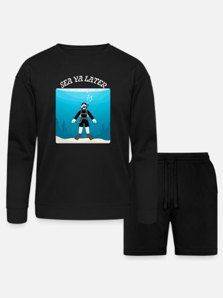 Sea_Ya_Later - Bella + Canvas Unisex Sweatshirt & Short Set - black
