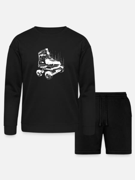 Roller Skates Graphic - Bella + Canvas Unisex Sweatshirt & Short Set - black