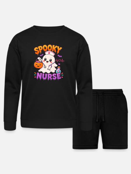 Spooky Nurse Halloween - Bella + Canvas Unisex Sweatshirt & Short Set - black