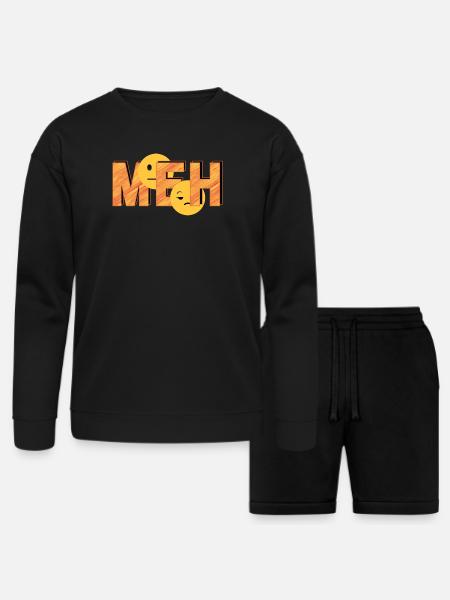Meh on Striped Word - Bella + Canvas Unisex Sweatshirt & Short Set - black