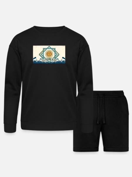 La Pasión Alta Sunburst Emblem - Bella + Canvas Unisex Sweatshirt & Short Set - black