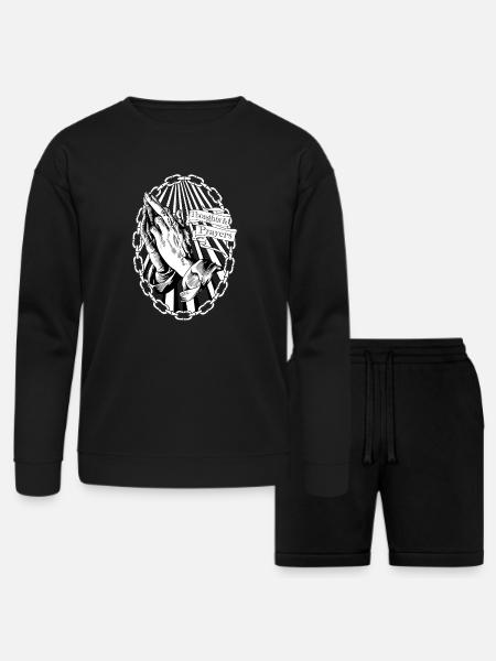 Thoughts and Prayers - Bella + Canvas Unisex Sweatshirt & Short Set - black