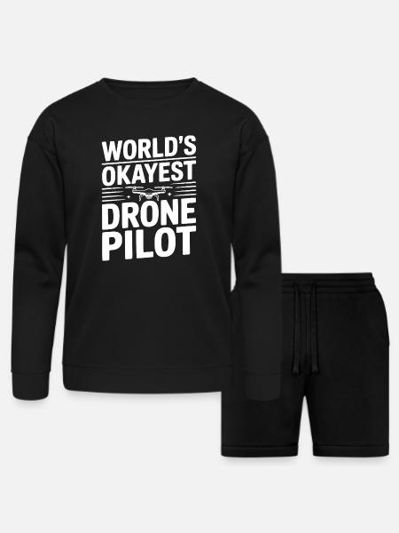 World's Okayest Drone Pilot - Bella + Canvas Unisex Sweatshirt & Short Set - black