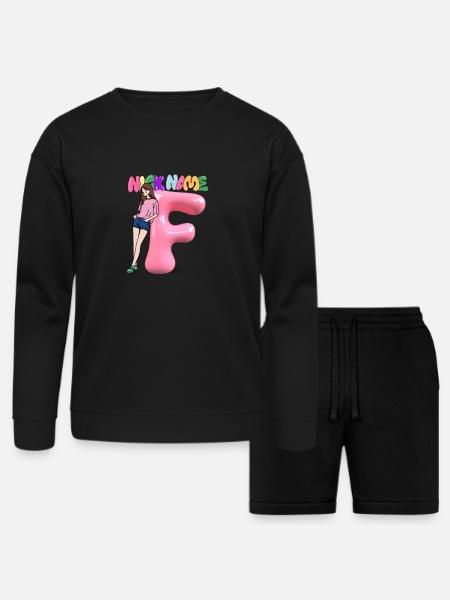 Nick Name F - Bella + Canvas Unisex Sweatshirt & Short Set - black