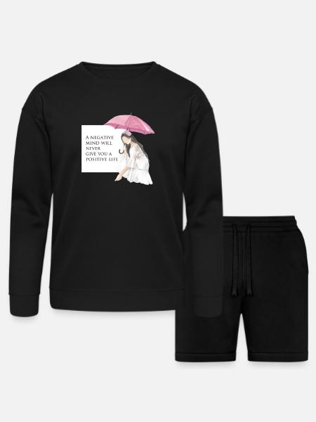 Girl in umbrella - Bella + Canvas Unisex Sweatshirt & Short Set - black